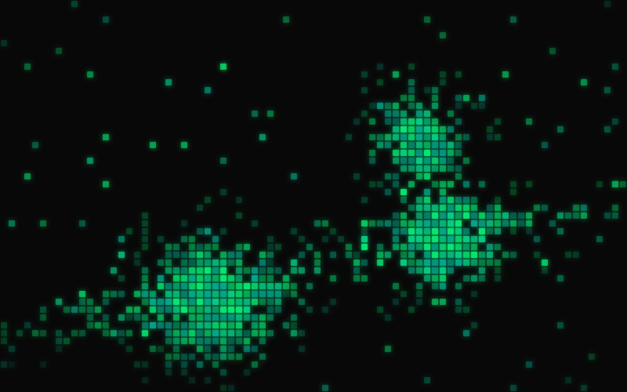 Abstract cover of glowing green pixels on black