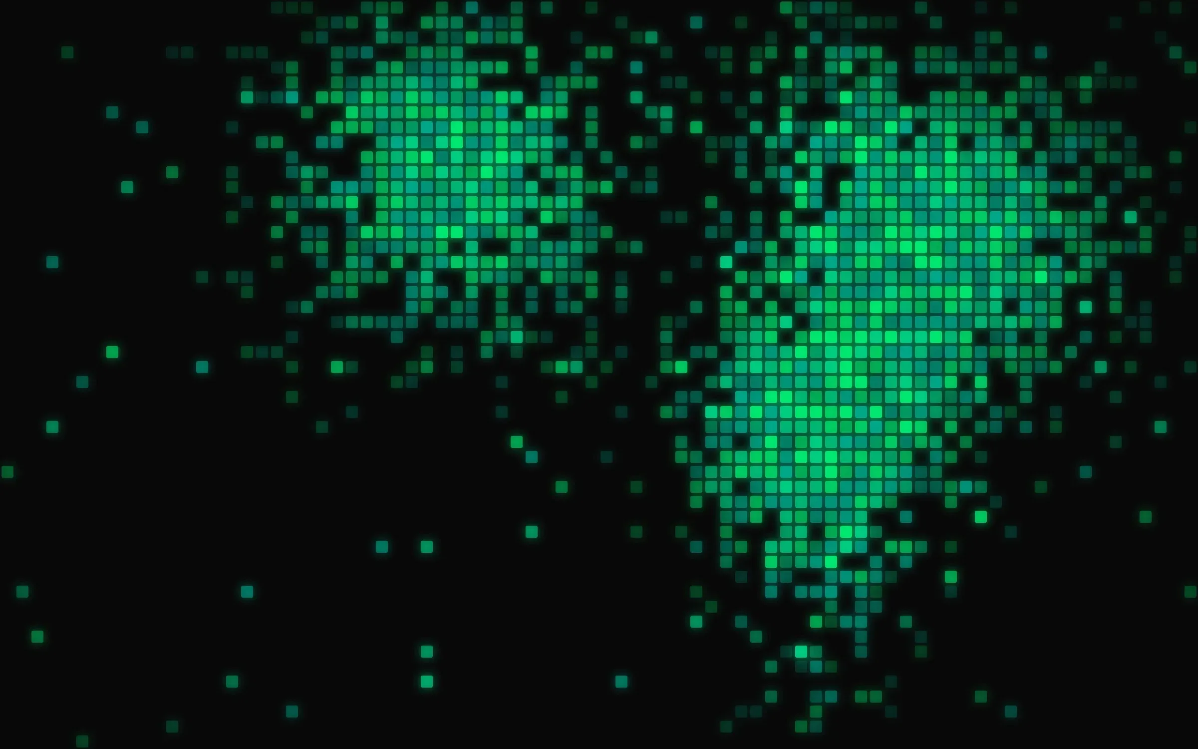 Abstract cover of glowing green pixels on black